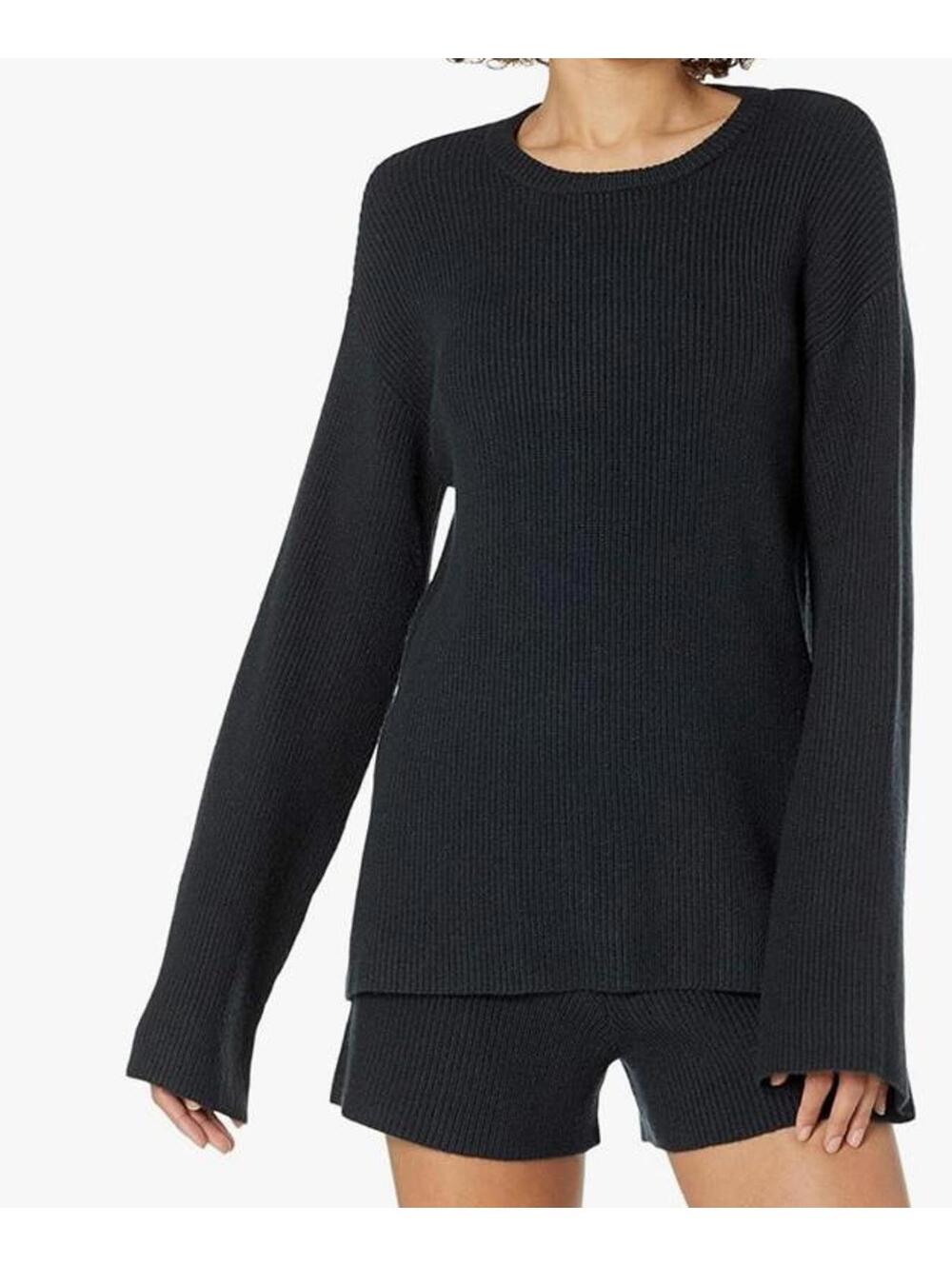 The Drop Women's Alice Crew-Neck Back-Slit Ribbed Pullover Sweater  XXS